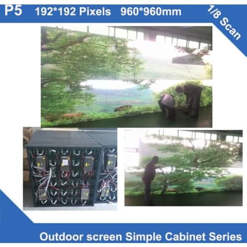 P5 waterproof Outdoor simple iron cabinet 960mm*960mm 192x192dots fixed installation 1/8 scan advertising billboard led display