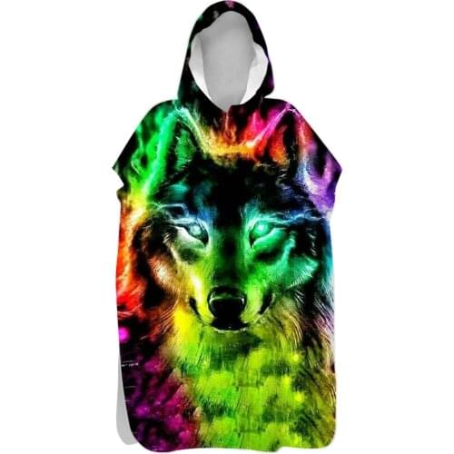 The Wolf coloured drawing or pattern Beach Bath Towel Kids & Adults Quick Drying Microfiber Swim Pool Wholesale Drop Shipping