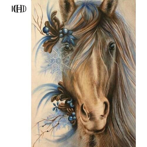 Horse Head Photo Full Square & Round 3D Diamond Painting Cross Stitch Horse 5D DIY Diamond Embroidery Animal Crystal Mosaic