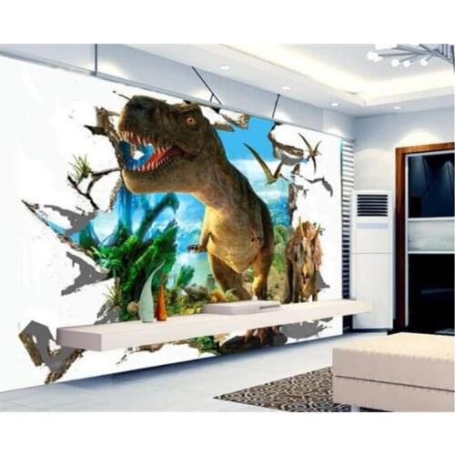 Custom Photo Living room backdrop TV background wallpaper 3D stereoscopic dinosaur fantasy mural murals sofa backdrop