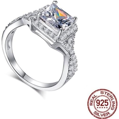 Silver Plated 1.2ct 7MM AAAAA Cubic ZirconiaBrilliant Engagement Anniversary Ring Exquisite Craftsmanshi