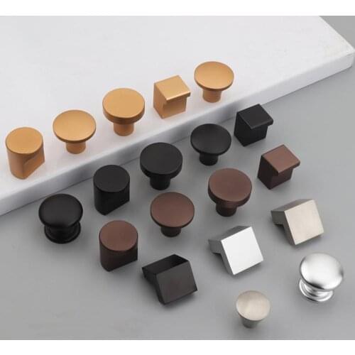 Modern minimalist solid single hole handle cabinet door drawer gold matte black round square personality small handle Woodwork