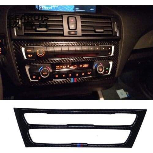 Car styling Carbon Fiber Car Interior Air Conditioning CD Panel Cover Sticker Trim For BMW F20 1 Series auto Accessories