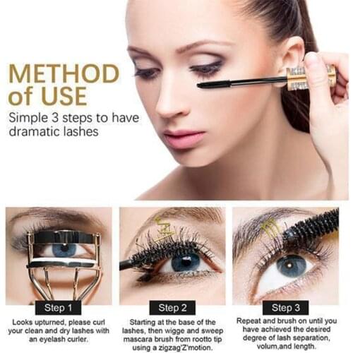 4D Flash Diamond Waterproof Silk Fiber Thick Lengthening Mascara No Clumping Smudge Proof Eyelashes Voluminous Eyelashes Makeup