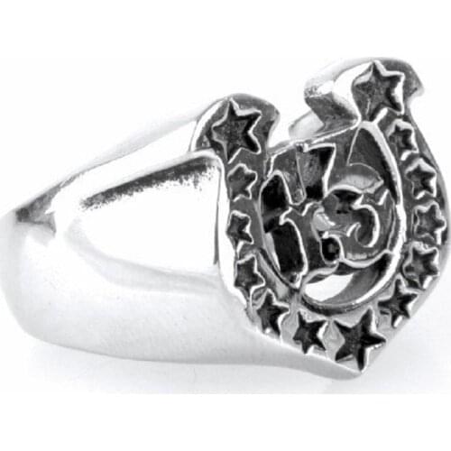 Stainless steel jewelry Mens fashion punk 13 stars u-shaped titanium steel ring