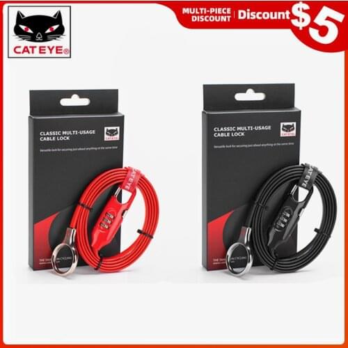 CATEYE Bicycle Lock Cycling Anti-Theft Lock Loop Cable Password Security Alloy Steel Cable Lock Motorcycle MTB Bike Lock