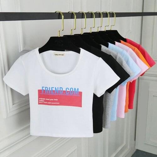 Womens Friends Print T-shirt Ladies Letter Top Short Sleeve Fashion O-neck TShirt Cotton T-Shirt Womens T Shirt Female Girls