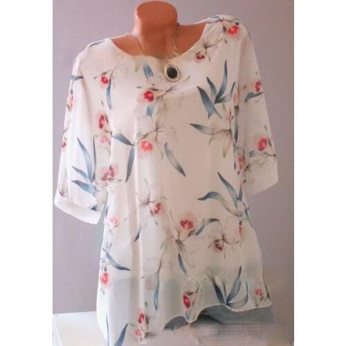 Flower Print Loose Casual Ladies T-shirt Vintage Gothic summer Tops Elegant Temperament Tees Office Lady O-Neck Womens T-shirts