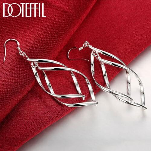 Hot Selling 925 Silver Color Drop Earrings Woman Fashion Charm Earrings High Quality Silver Jewelry Free Shipping