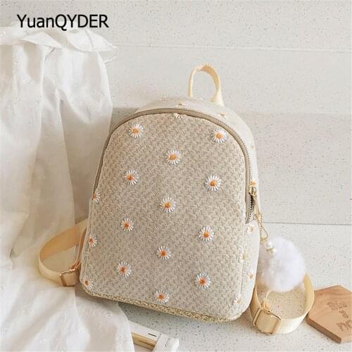 2021 New Flower Pattern Designer Ladies Backpack Fashion Woven Design Women Travel Backpack Casual Womens Bag Bolsos De Mujer