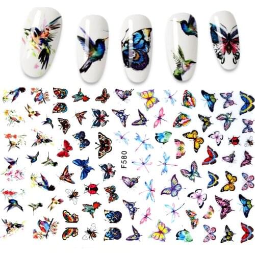 1pc Animal Plant Nail Stickers Butterfly Fox Flower Nail Decal Manicure Decorations
