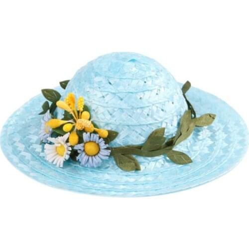 1 PC Pet Cat Dog Cap Hangtun Wreath Sunshade Hats Powder Daisy Flower Straw Outing Spring Summer Holiday Caps