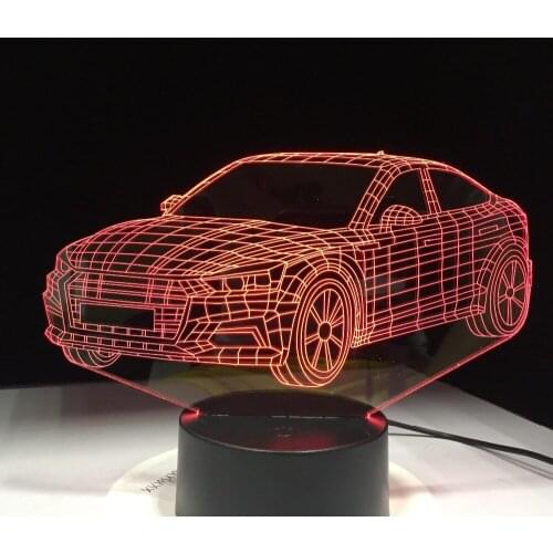 2D Acrylic Car 3D LED lamp 7 Colors USB Touch Night Lights Home Living Room Lighting Decor Kids Gift
