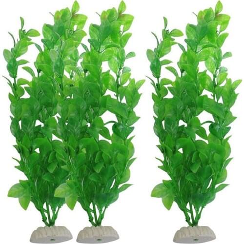 3Pcs Aquarium Decor Green Artificial Grass Plastic Plant Fish Tank Decoration