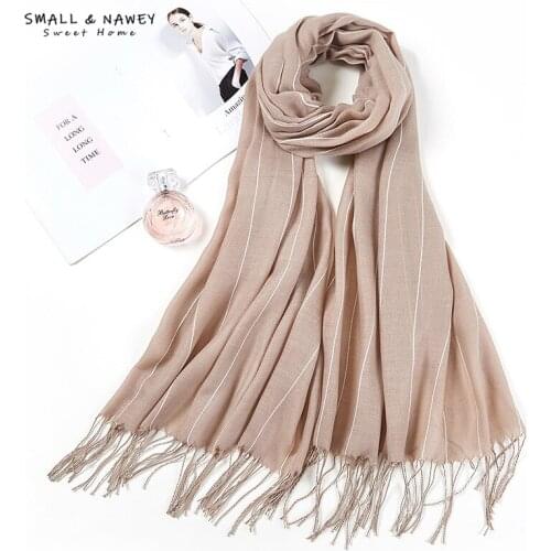 70*180CM New Fashion All Seasons Womens Breathable Cotton Linen Striped Tassel Jacquard Headscarf Scarf Shawl Wholesale