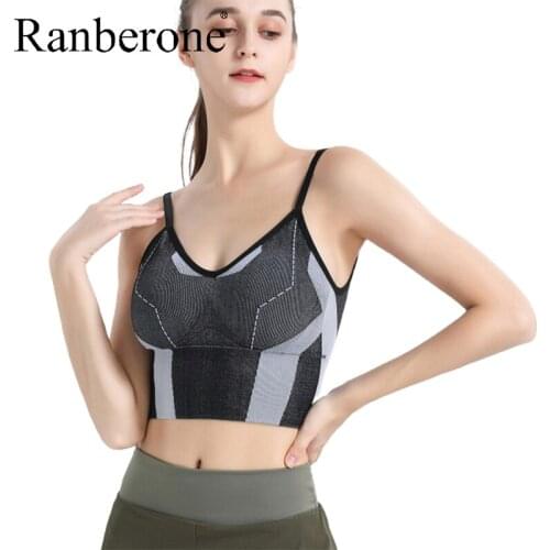 Ranberone Seamless Sports Underwear Womens Yoga Vest Shockproof Sporty Top Female Training Workout Bra Fitness Clothing