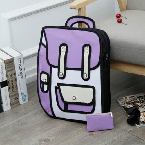 3D Jump Style 2D Drawing From Cartoon Paper Backpack Shoulder Bag Comic Bookbag A69C