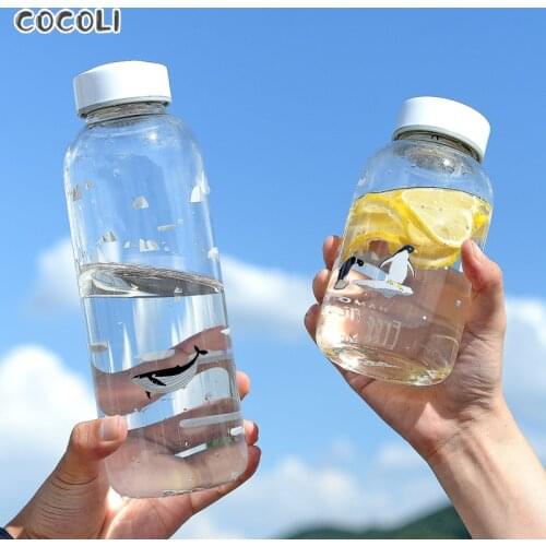 1000ml Ocean Seal Whale Glass Water Bottle With Sleeve Portable Creative Sport Bottles Camping Kettle Tour Drinkware Cup Gourde