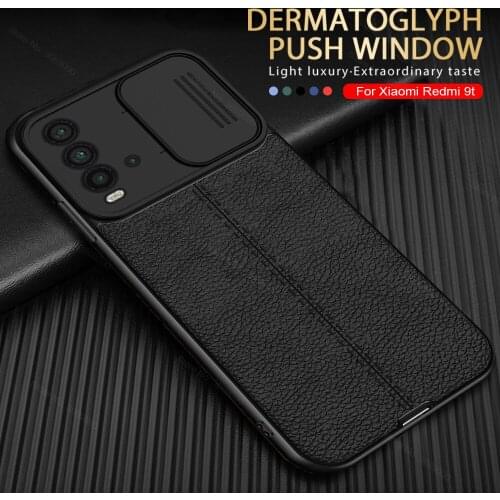 Lychee Pattern Silicone Case For Redmi 9T 9C 9A 9 redmi9 c NFC Shockproof push window Back Cover bumper redmi9t redm9a redmi 9c