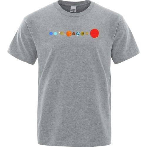 Hand Drawn Planets Printing Male T Shirts Crewneck Oversized Top Fashion Comfortable T-shirt Men Casual Summer Tee Clothing