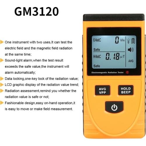 GM3120 LCD Electromagnetic Radiation Detector Tester Radiation Meter Dosimeter Counter Measurement for Computer Mobile Phone