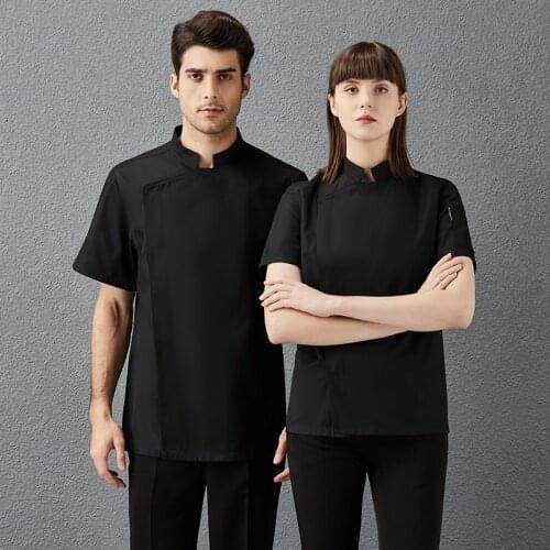 Hotel Bakery Kitchen Jackets Men and Women Short Sleeve Chef Uniform Catering Restaurant Cooking Patisserie Cook Coat Work Wear