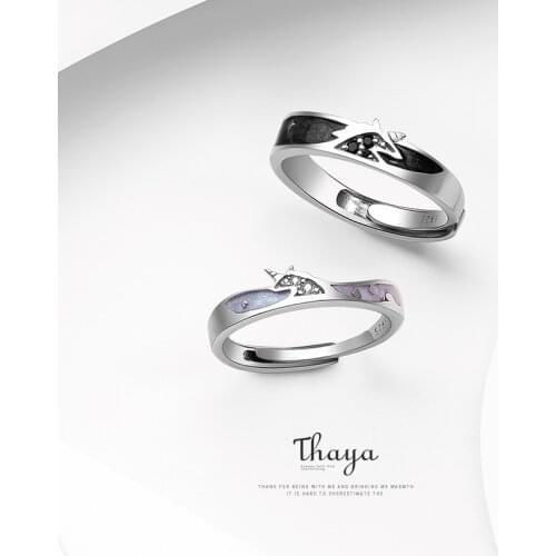 Thaya 100% S925 Sterling Silver Zircon Unicorn Rings Drip oil Purple Design For Women Engagement Lover Rings Fine Jewelry Gift
