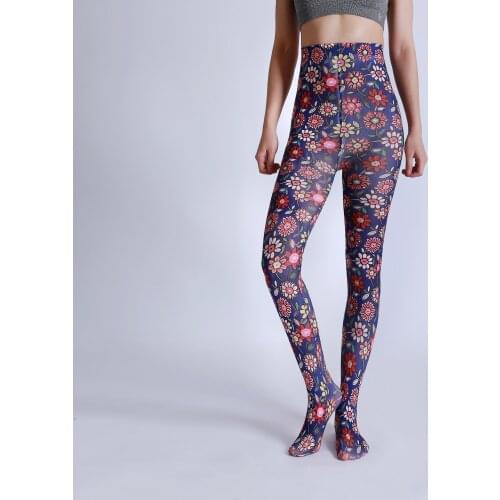 Luxury New Designs Flourishing Lots Flowers Digital Printed Tights Womens Patterned Pantyhose New Design Stockings