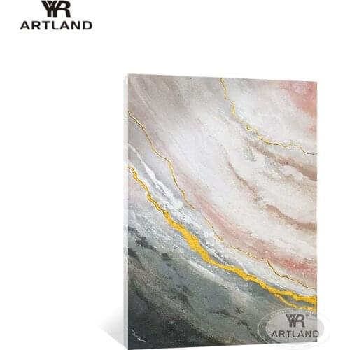 Beautiful gold foil line abstarct oil painting for home wall decoration pure handmade acrylic picture for living room bedroom