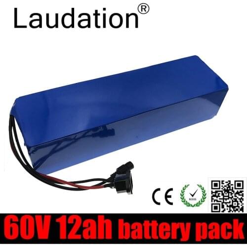 Laudation 60V 12AH Electric Bike 60v 12ah Battery 18650 Rechargeable Battery Pack 16S 4P Built-in 30A BMS For Electric Bicycles