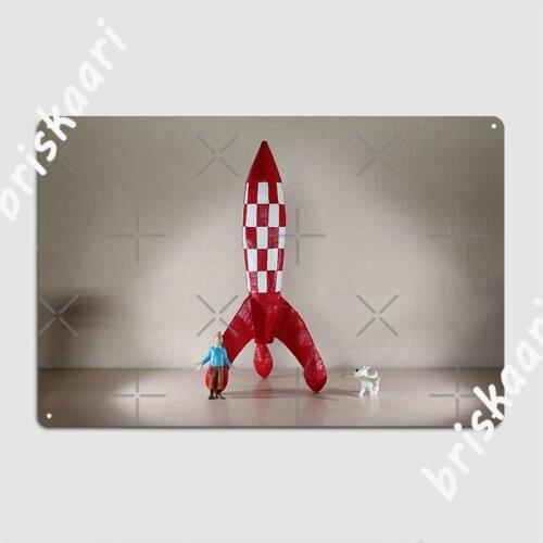 Tintin And Terry At The Rocket Metal Signs Home Poster Cinema Kitchen Customize Tin sign Posters
