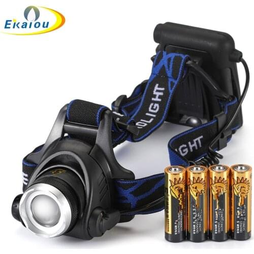 Outdoor Lighting 4 AA Dry Battery High Power Head Lights Camping LED Headlamp 3 Modes Zoomable Head Lamp