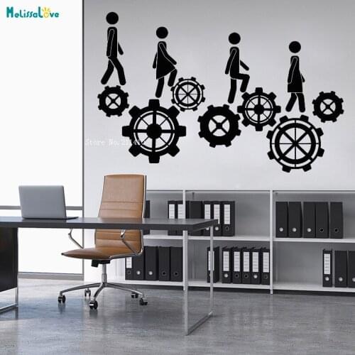 Large Size Wall Vinyl Decals Business Work Teamwork Office Decor Study Room Gears Removable Art Sticker Unique Gift YT2255