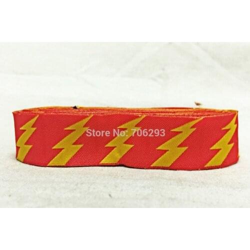 2015 NEW wholesale 7/8" 7yards/lots Woven Jacquard Ribbon lace 22mm Lightning man Red kt20150317