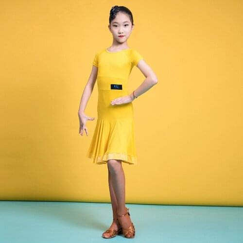 Summer Girls Latin Dance Dress Black Ballroom Performance Costumes Child Practice Dance Clothing G3347