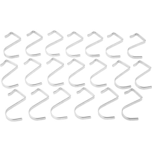 20pcs Flat S-shape Hook Metal Square Hanger 45*20mm Double Head Rod Hold Sundries Kitchen Storage Bathroom Outdoor Hike Camp