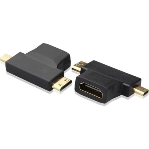 Gold Plated HDMI Female to Mini Micro HDMI Male V1.4 2 in 1 Convertor Adapter new