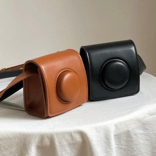 Retro Cute Mini Leather Flip Crossbody Chest Bag for Women Luxury Shoulder Purses and Handbag Ladies Fashion Simple Lipstick Bag