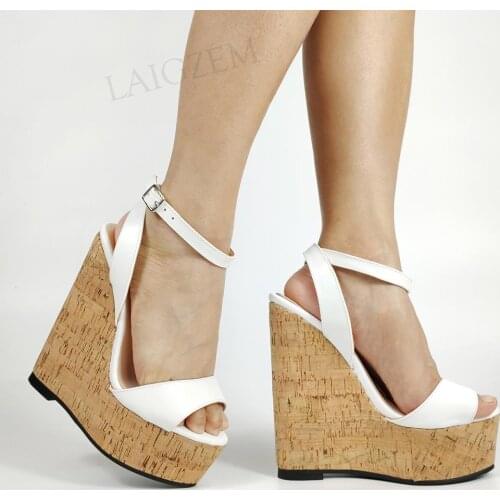 DOBANER SUPER Women Sandals Platform Wedges Pumps Height Increase Cork Print Shoes Woman Fauen Sandals Large Size 43 45 47 50 52
