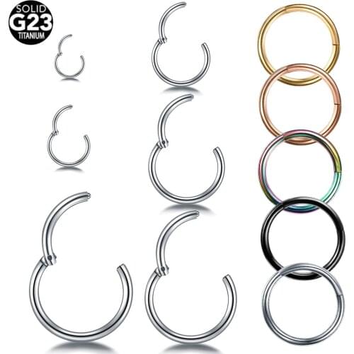 1PC Titanium Segment Hinged Ring Septum Nose Clicker Piercing Nose Lip Earrings Helix Eyebrow Cartilage Tragus Piercings Jewelry