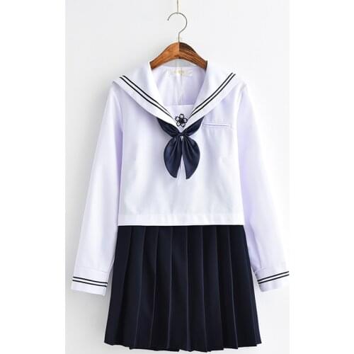 2019 New JK School Uniform Set For Girls Student Uniform Tie Sailor Suit Sets Table Costume Japanese Cosplay Uniform Schoolgirl