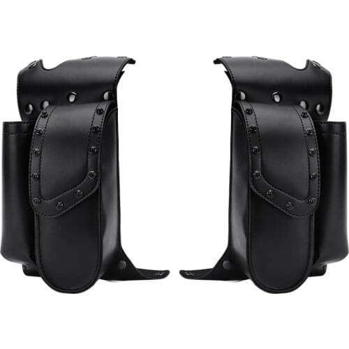 Motorcycle Saddle Bag Leather Crash Bar Saddlebag Guard Bag Waterproof Water Bottle Holder For Road King For Electra Glide