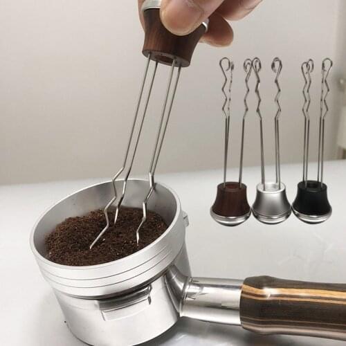 Solid Wood Handle Needle Coffee Tamper 58MM 51mm Coffee Tamper Distributor Leveler Tool Needle Type Coffee Powder Distributor