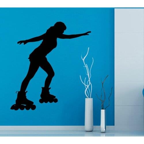 Roller Skate Sport Wall Decal Girls Bedroom Vinyl Wall Stickers Skating Gym Woman Interior Removable Home Decor DIY Mural SYY822