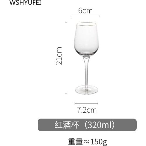 WSHYUFEI Gold Edge Glass Tall Transparent Champagne Wine Glass Whiskey Holiday Gift Family Restaurant Bar Supplies