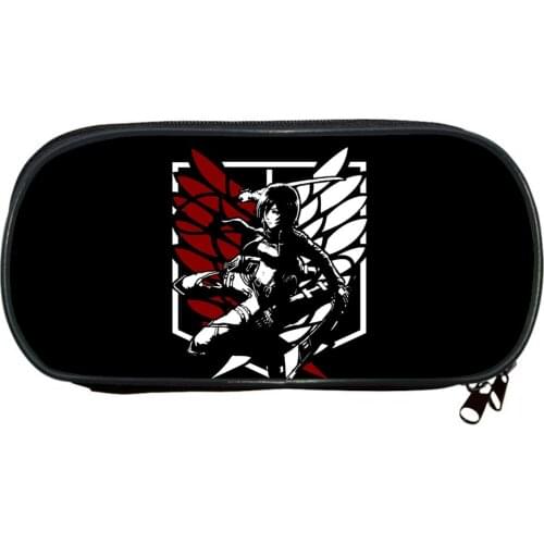 Japanese Anime Cartoon Attack On Titan Pencil Bags Women Make Up Case Kids School Supplies Stationery Bag Boys Girl Pen Box