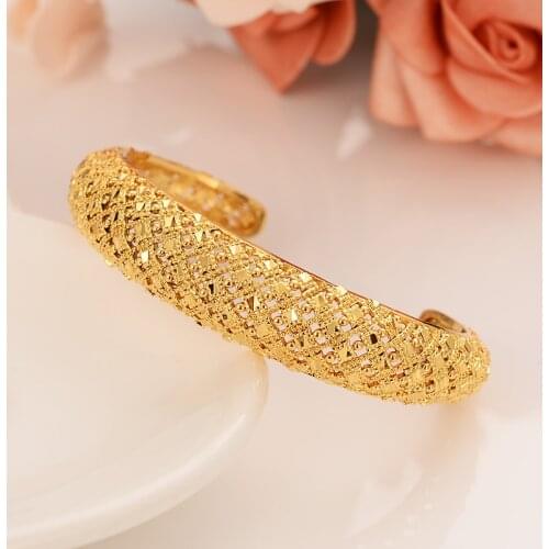 Dubai Gold Jewelry 1PC Bangles For WOMEN GIRLS Ethiopian BanglesBracelets Jewelry chinese wedding bridal Bangles Gift CHARMS