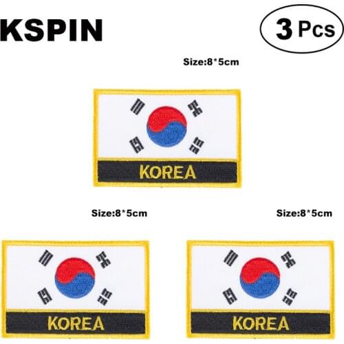 South Korea Rectangular Shape Flag patches embroidered flag patches national flag patches for clothing DIY Decoration