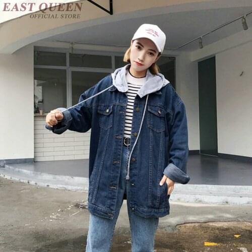 Ladies jeans jackets with a hood harajuku clothing Japanese streetwear style outerwear female jeans jacket women KK2022