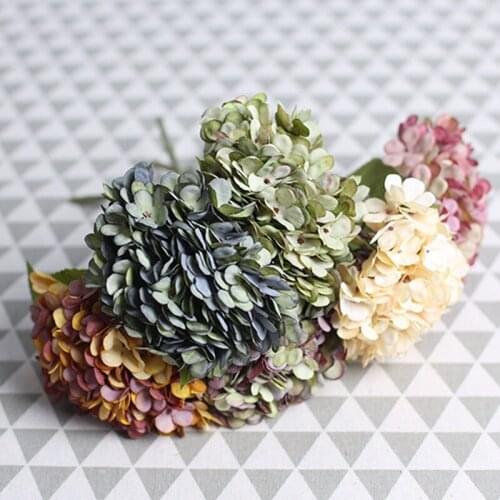 1 Branch Retro Autumn Hydrangea Bouquet Artificial Flowers Home Decoration Bridal Fake Flower Wedding Party Supplies Photo Props